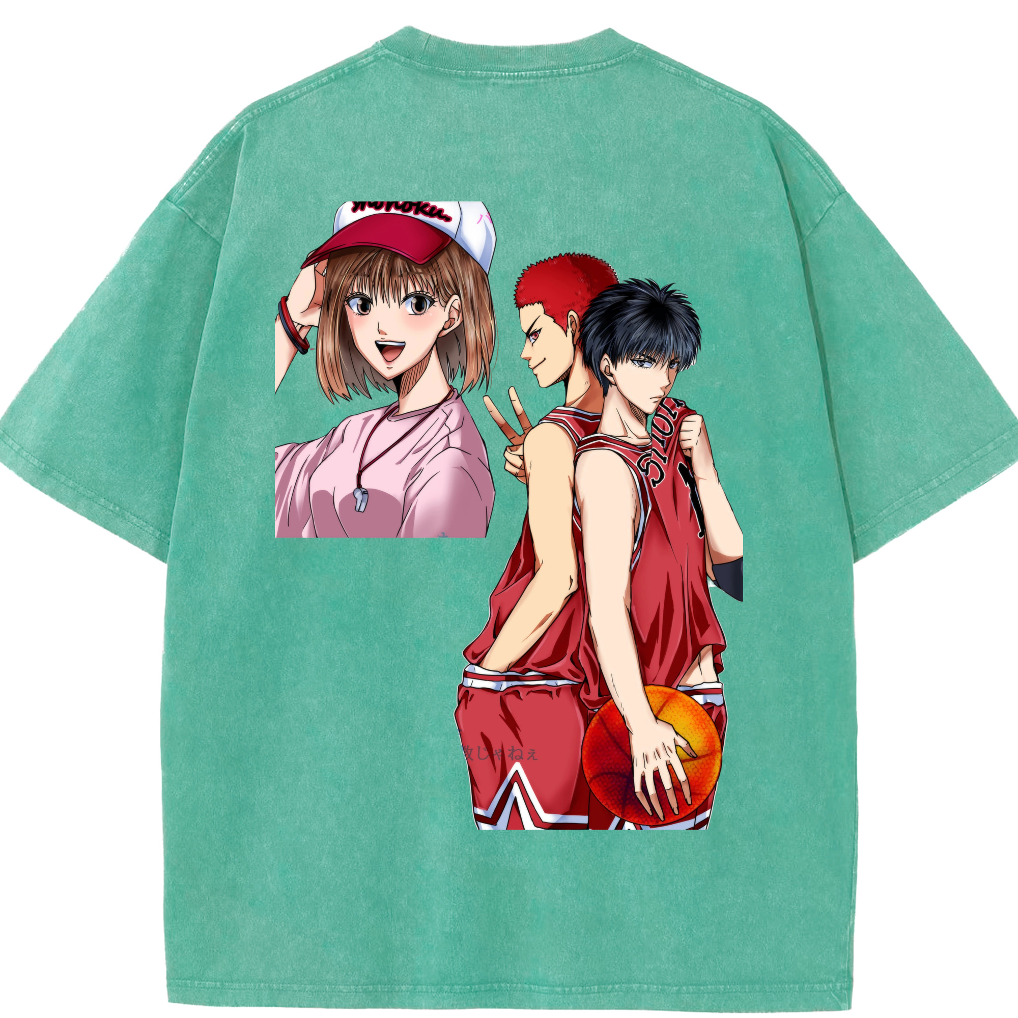 SLAM DUNK／スラムダンク 綿100% ヴィンテージ風 半袖Tシャツ（背面プリント）